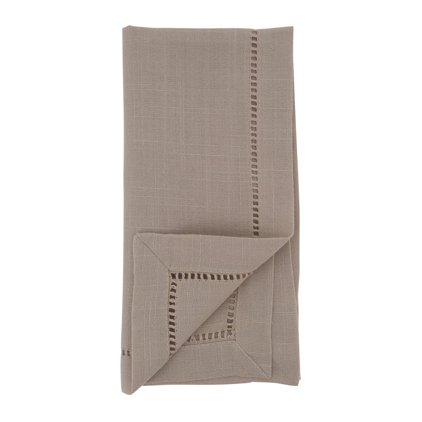 Taupe Hemstitched Border Dinner Napkins 100% Polyester, 20 Inch Square (12 pcs.)