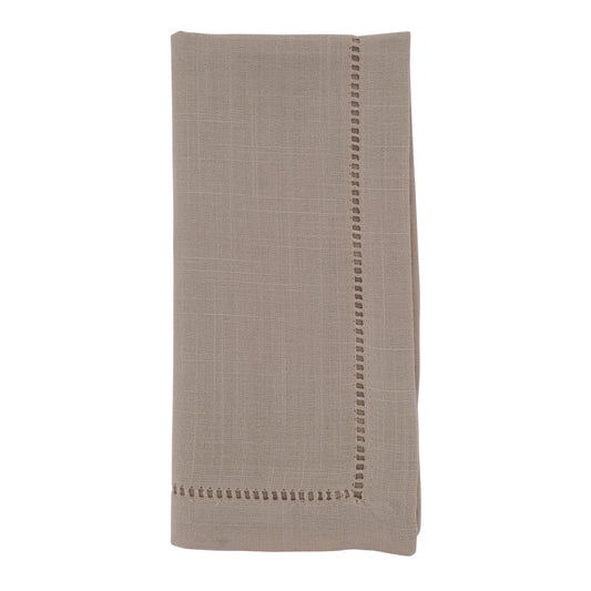 Taupe Hemstitched Border Dinner Napkins 100% Polyester, 22 Inch Square (12 pcs.)