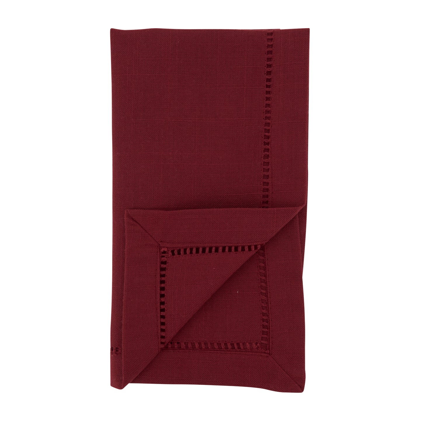 Burgundy Hemstitched Border Dinner Napkins 100% Polyester, 18 Inch Square (12 pcs.)