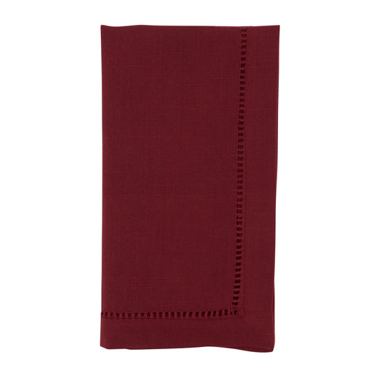 Burgundy Hemstitched Border Dinner Napkins 100% Polyester, 22 Inch Square (12 pcs.)