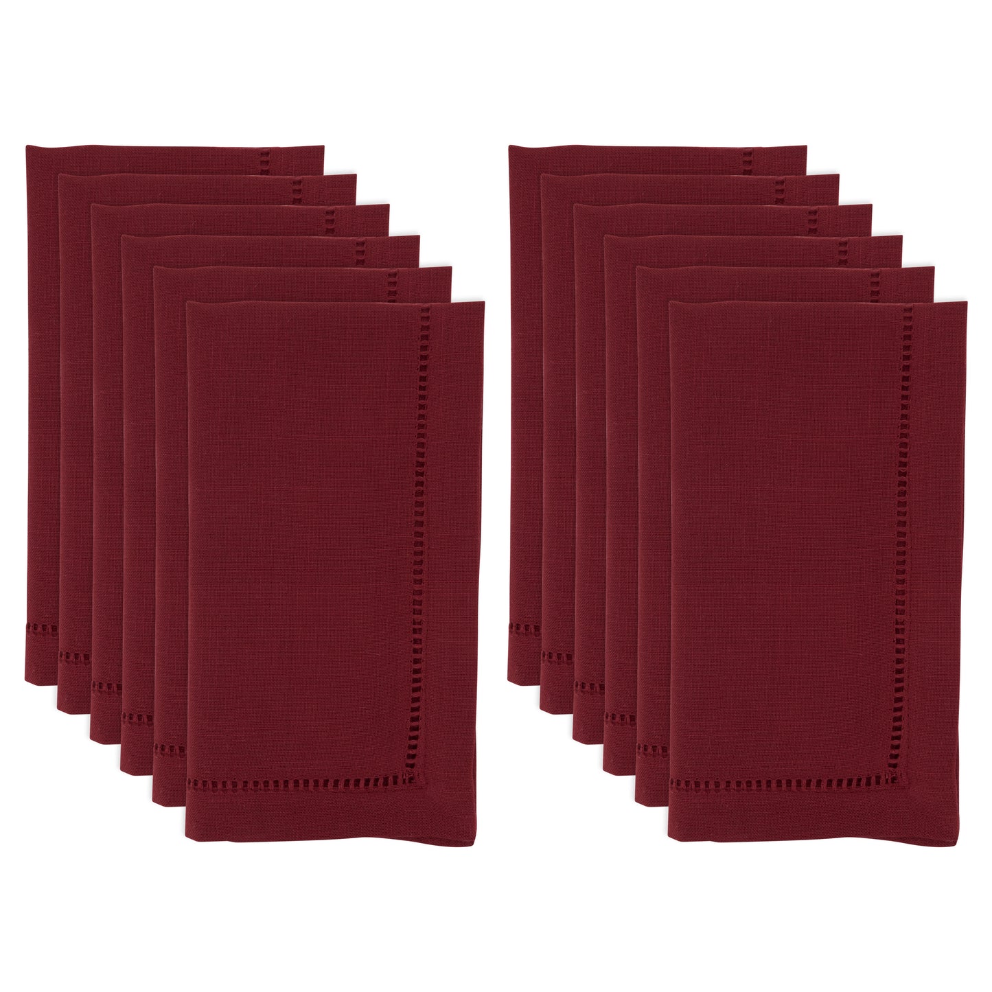 Burgundy Hemstitched Border Dinner Napkins 100% Polyester, 22 Inch Square (12 pcs.)