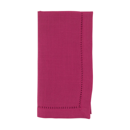 Fuchsia Hemstitched Border Dinner Napkins 100% Polyester, 22 Inch Square (12 pcs.)