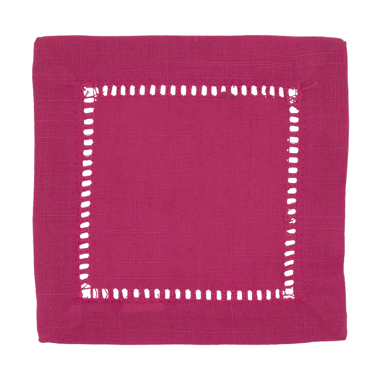 Fuchsia Hemstitched Border Cocktail Napkins 100% Polyester, 6 Inch Square (12 pcs.)