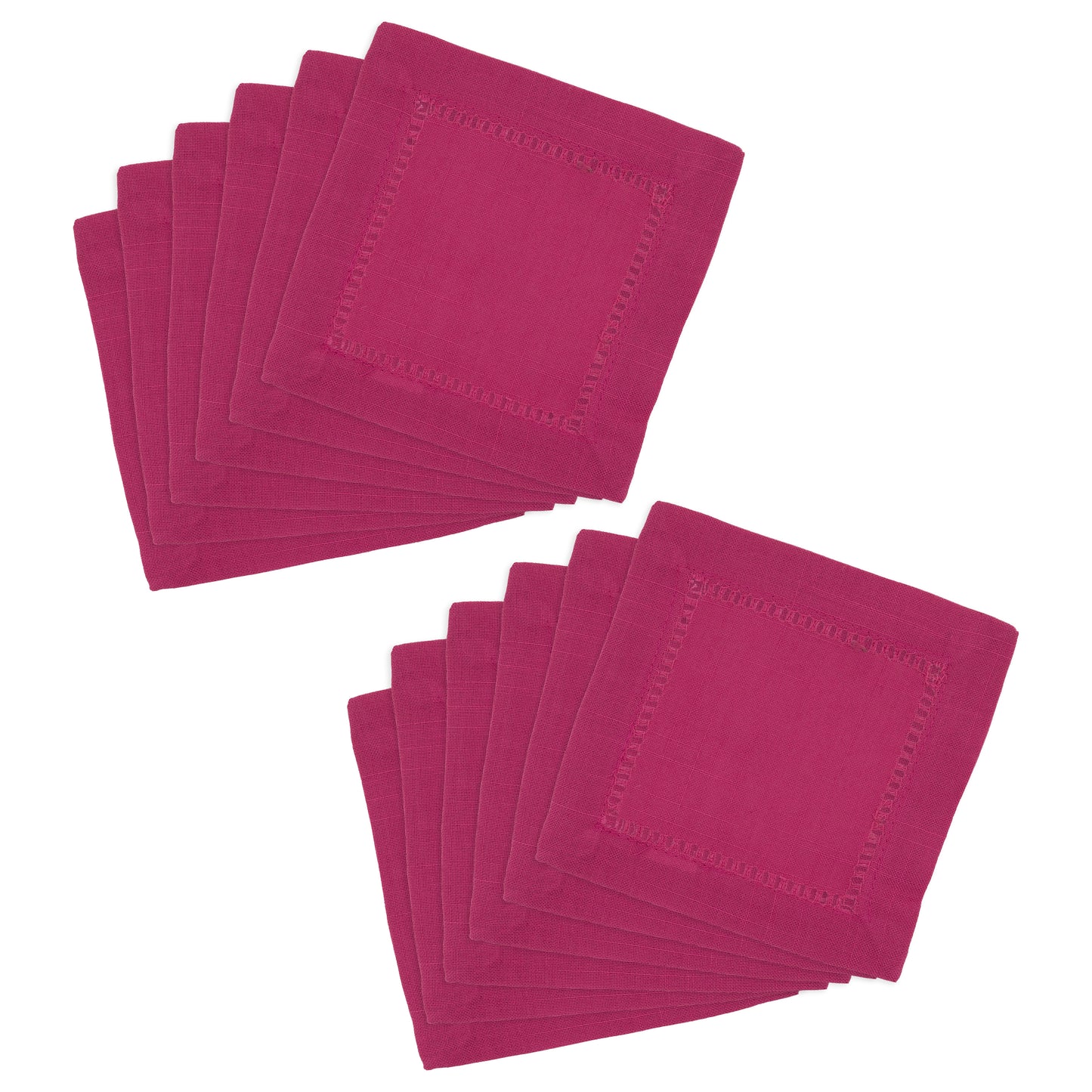 Fuchsia Hemstitched Border Cocktail Napkins 100% Polyester, 6 Inch Square (12 pcs.)