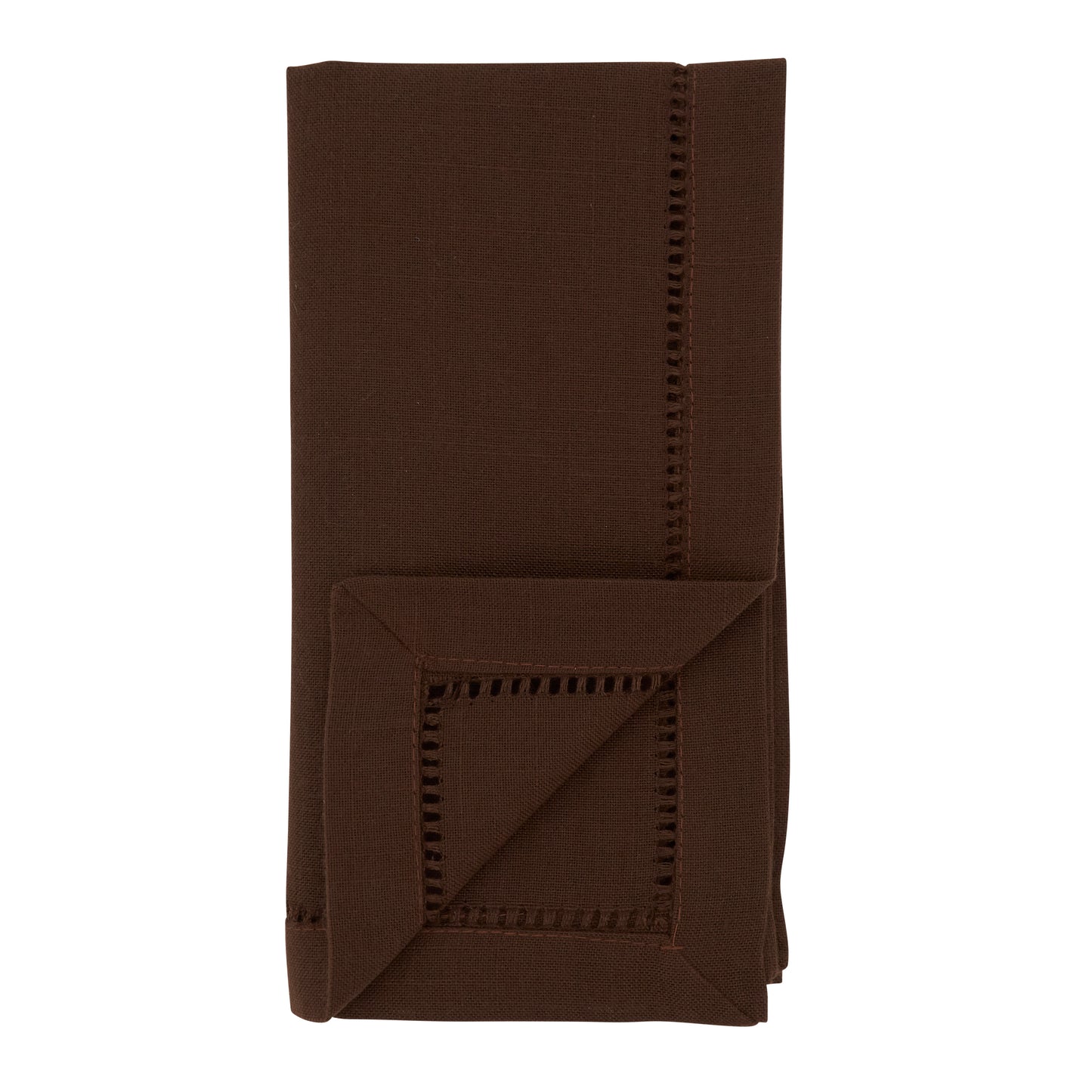 Chocolate Hemstitched Border Dinner Napkins 100% Polyester, 22 Inch Square (12 pcs.)