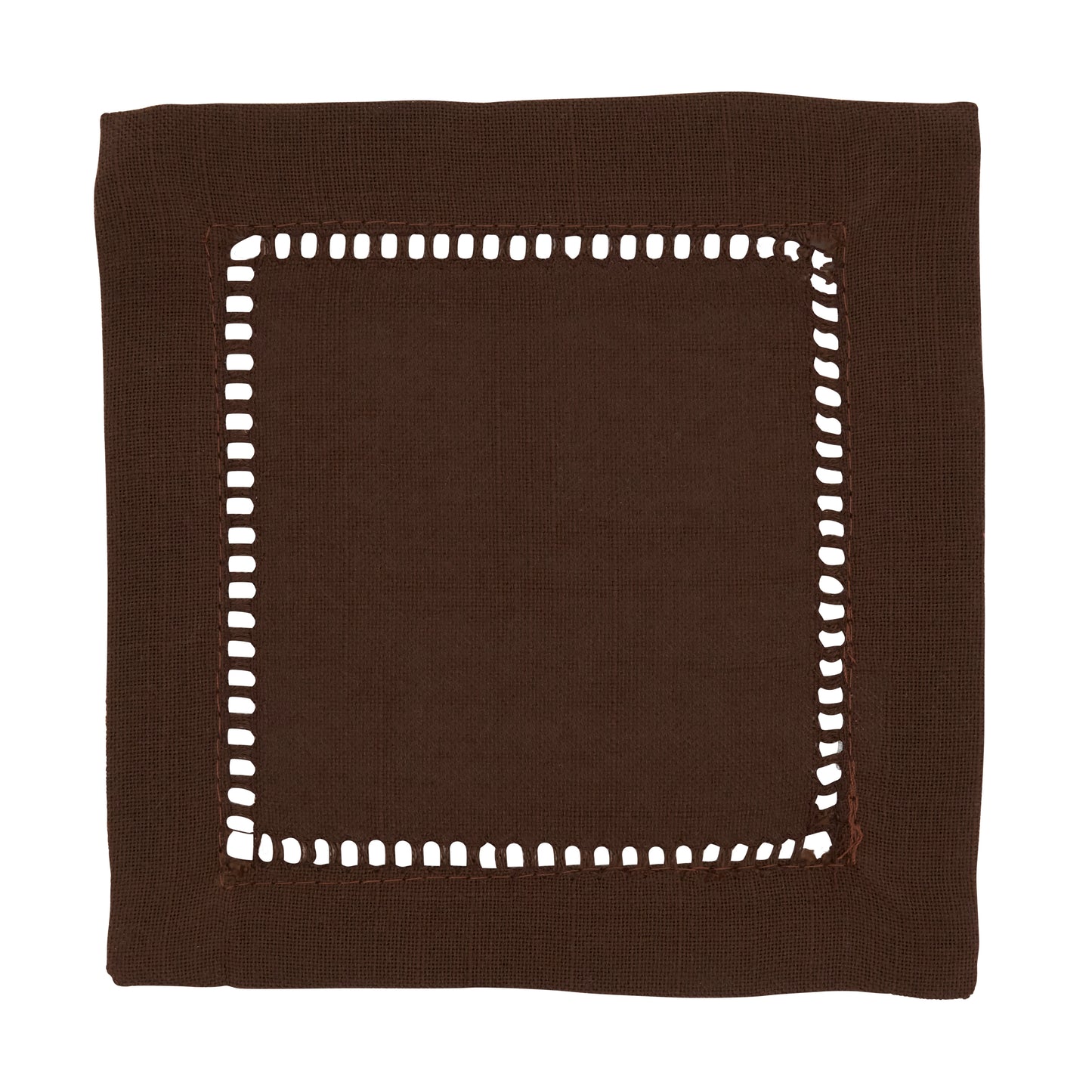 Chocolate Hemstitched Border Cocktail Napkins 100% Polyester, 6 Inch Square (12 pcs.)