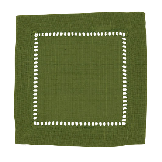 Kiwi Hemstitched Border Cocktail Napkins 100% Polyester, 6 Inch Square (12 pcs.)