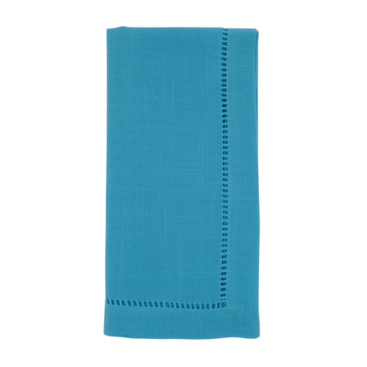 Turquoise Hemstitched Border Dinner Napkins 100% Polyester, 18 Inch Square (12 pcs.)