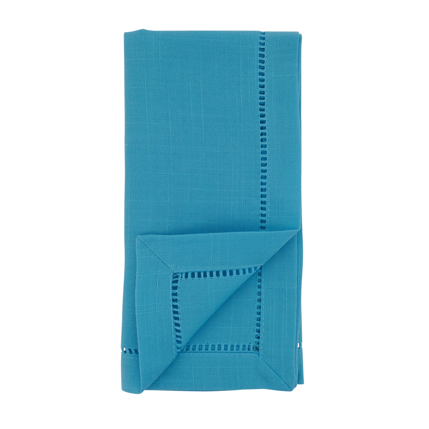 Turquoise Hemstitched Border Dinner Napkins 100% Polyester, 18 Inch Square (12 pcs.)