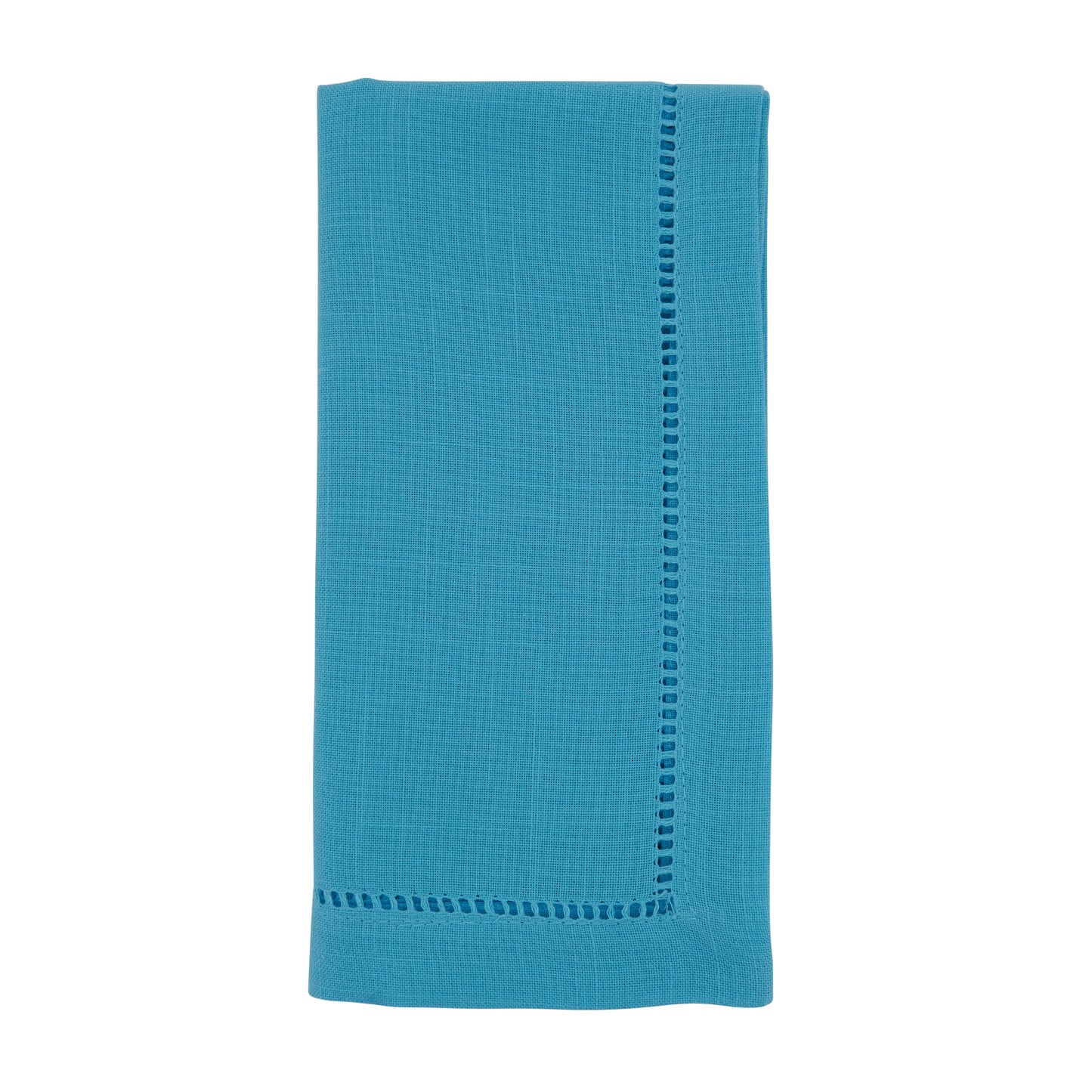 Turquoise Hemstitched Border Dinner Napkins 100% Polyester, 20 Inch Square (12 pcs.)