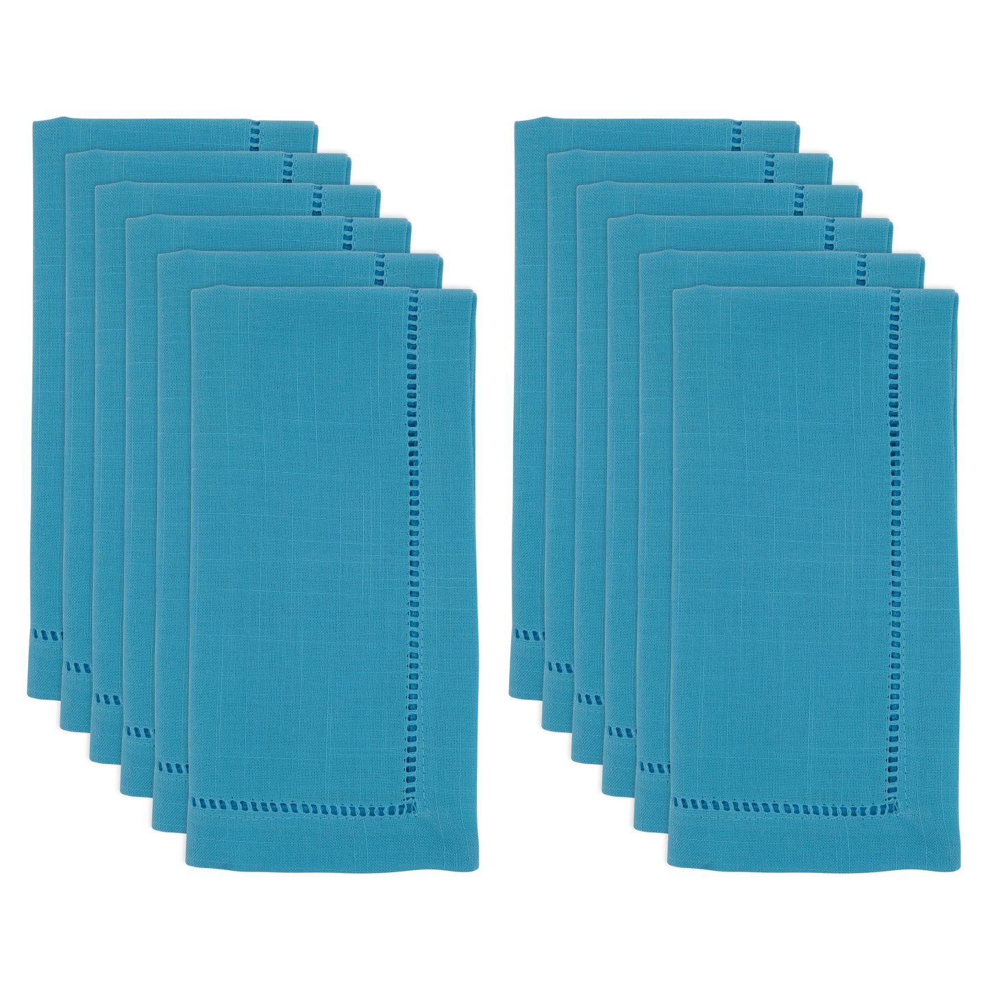 Turquoise Hemstitched Border Dinner Napkins 100% Polyester, 20 Inch Square (12 pcs.)