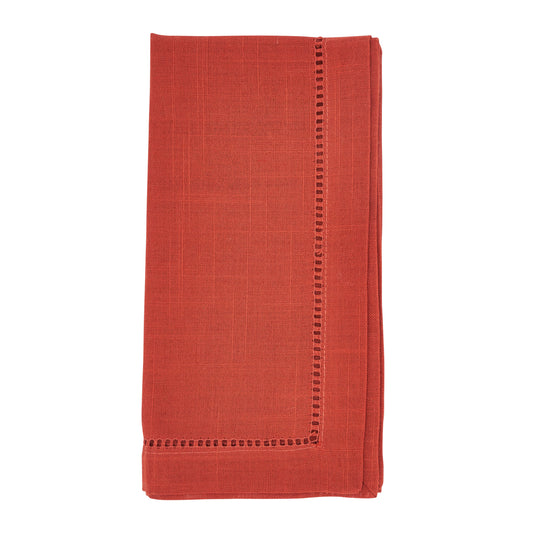 Terracotta Hemstitched Border Dinner Napkins 100% Polyester, 20 Inch Square (12 pcs.)