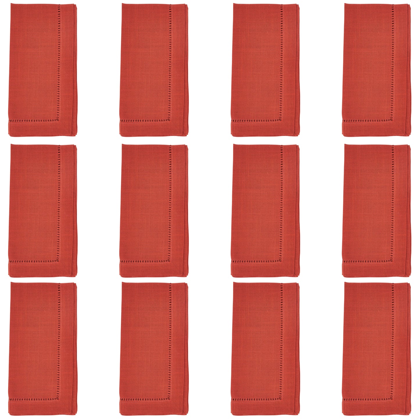 Terracotta Hemstitched Border Dinner Napkins 100% Polyester, 20 Inch Square (12 pcs.)