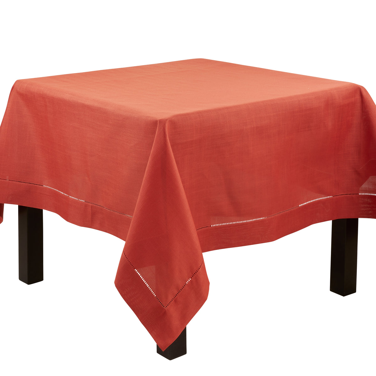 Terracotta Orange  Tablecloth with Hemstitched Border  100% polyester