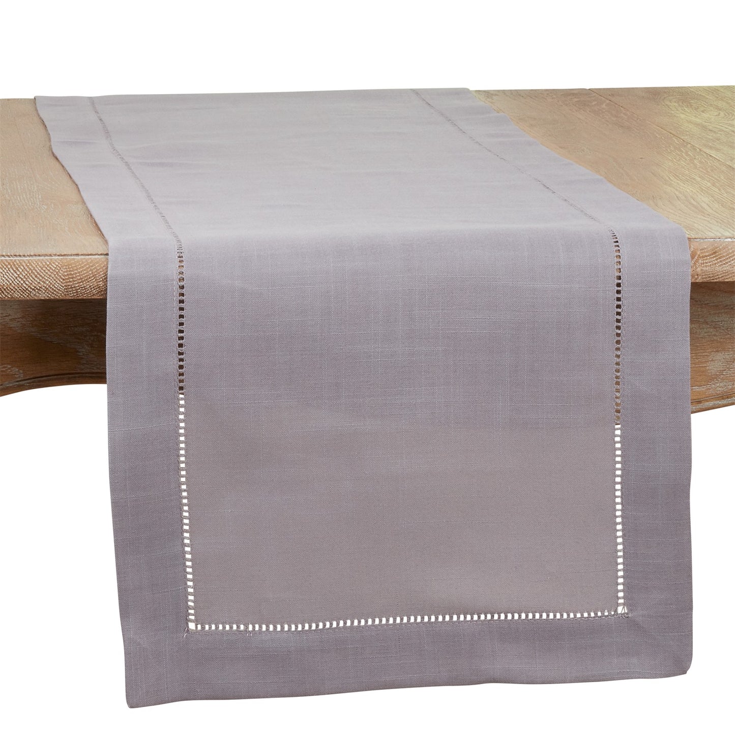 Everyday / All Season Slate Grey Table Runner with Hemstitched Border, 100% Polyester