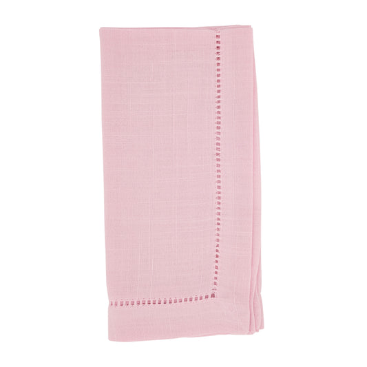 Pink Dinner Napkins with Hemstitch Border 100% Polyester, 20 Inch Square (12 pcs.)