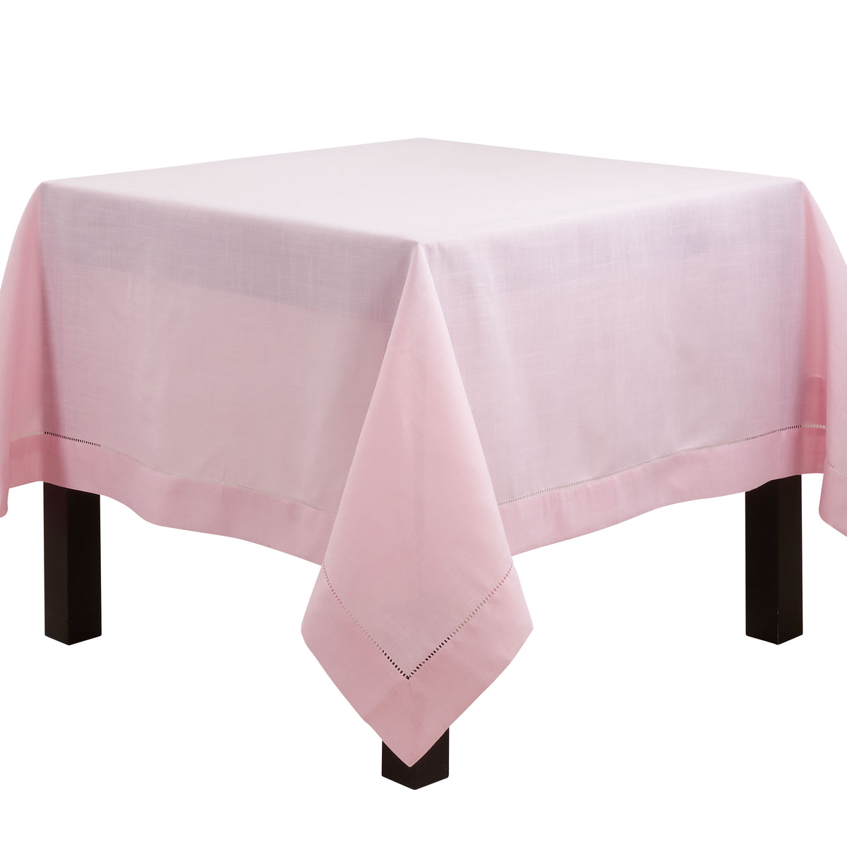 Pink  Tablecloth with Hemstitched Border  100% polyester