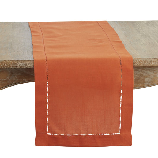 Everyday / All Season Pumpkin Table Runner with Hemstitched Border, 100% polyester