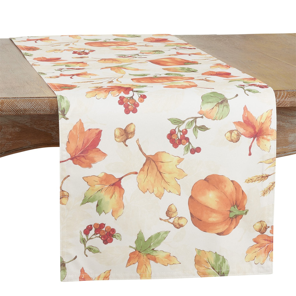 Thanksgiving / Fall Harvest Orange Fall Pumpkin Table Runner, 100% Polyester