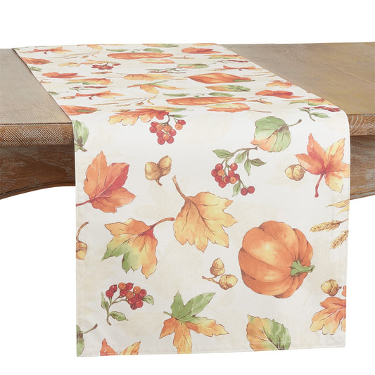 Thanksgiving / Fall Harvest Orange Fall Pumpkin Table Runner, 100% Polyester