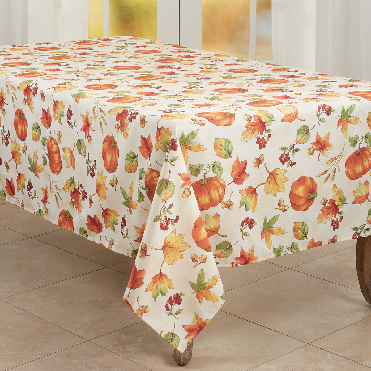 Orange  Fall Pumpkin Tablecloth  100% Polyester