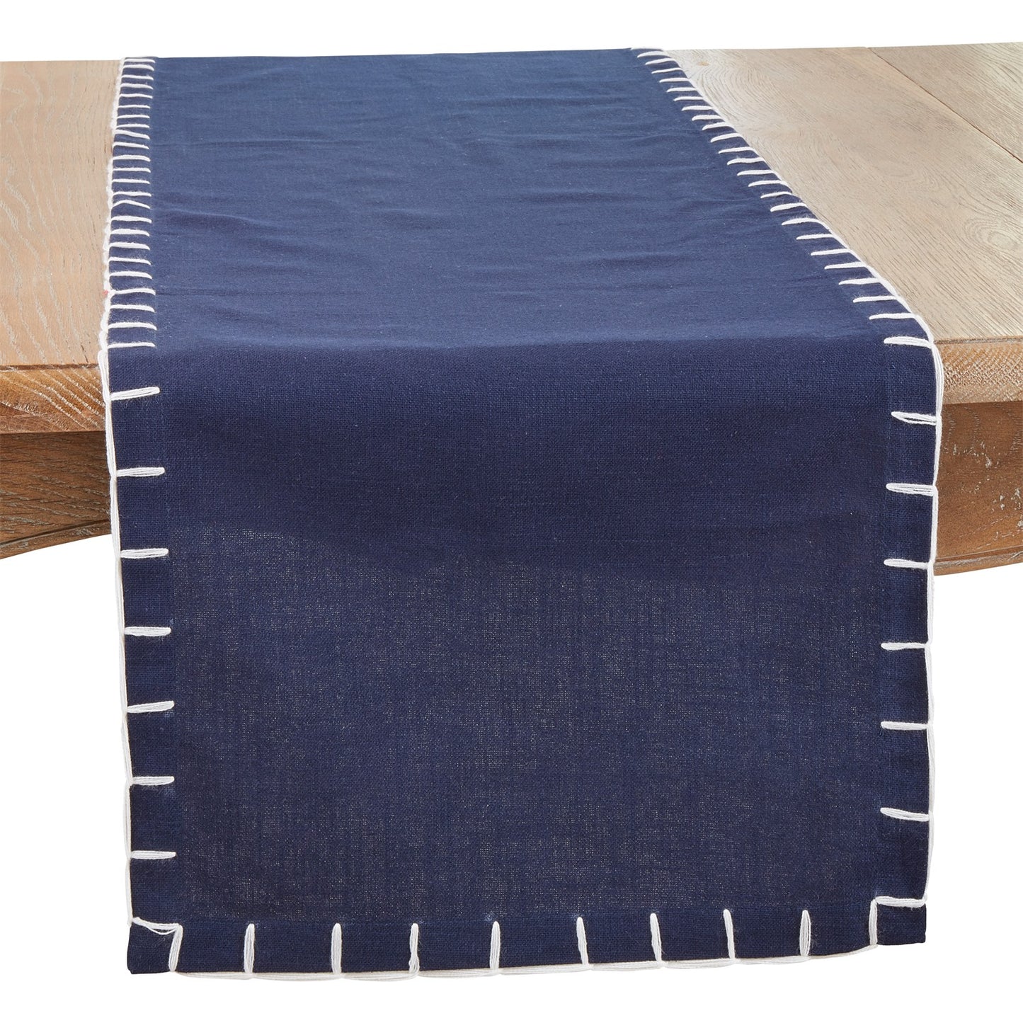 Everyday / All Season Navy Blue Chunky Whip Stitch Table Runner, 100% cotton