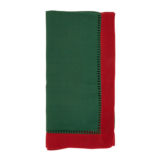 Jasper Green Two-Tone Hemstitch Napkins 100% Polyester, 20 Inch Square (12 pcs.)