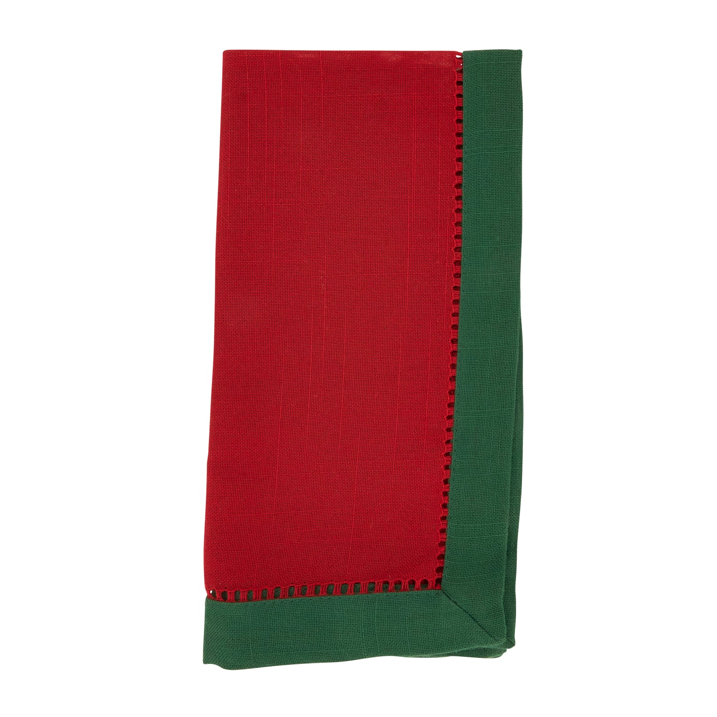 Red Two-Tone Hemstitch Napkins 100% Polyester, 20 Inch Square (12 pcs.)