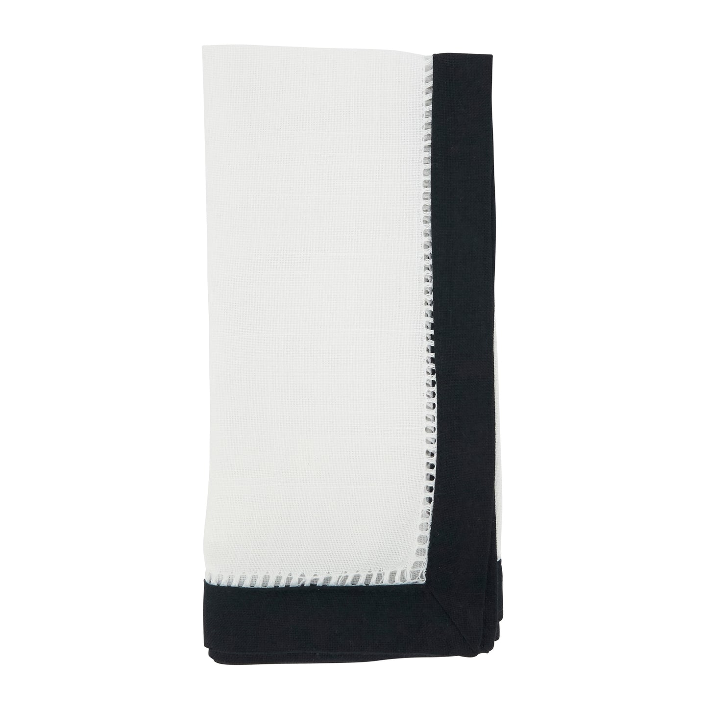 Black Two-Tone Hemstitch Napkins 100% Polyester, 20 Inch Square (12 pcs.)