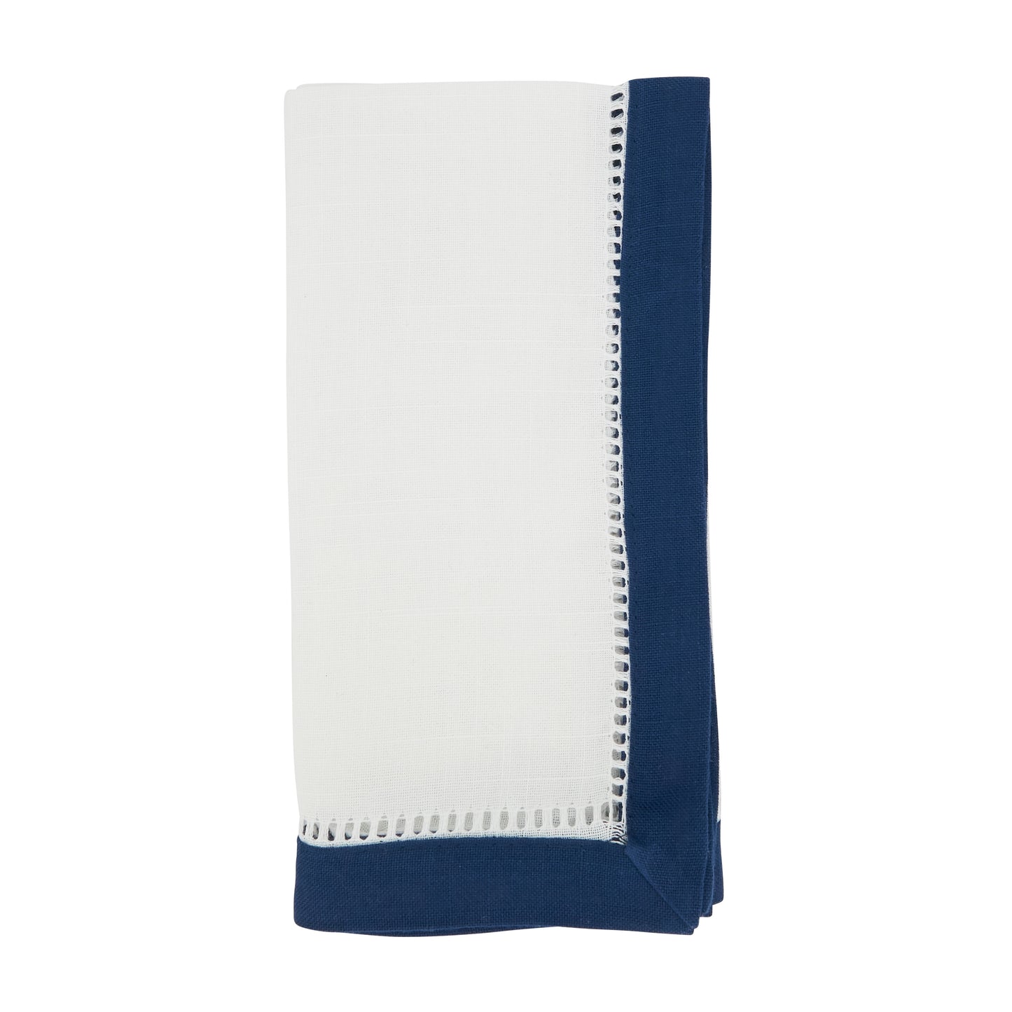 Navy Blue Two-Tone Hemstitch Napkins 100% Polyester, 20 Inch Square (12 pcs.)
