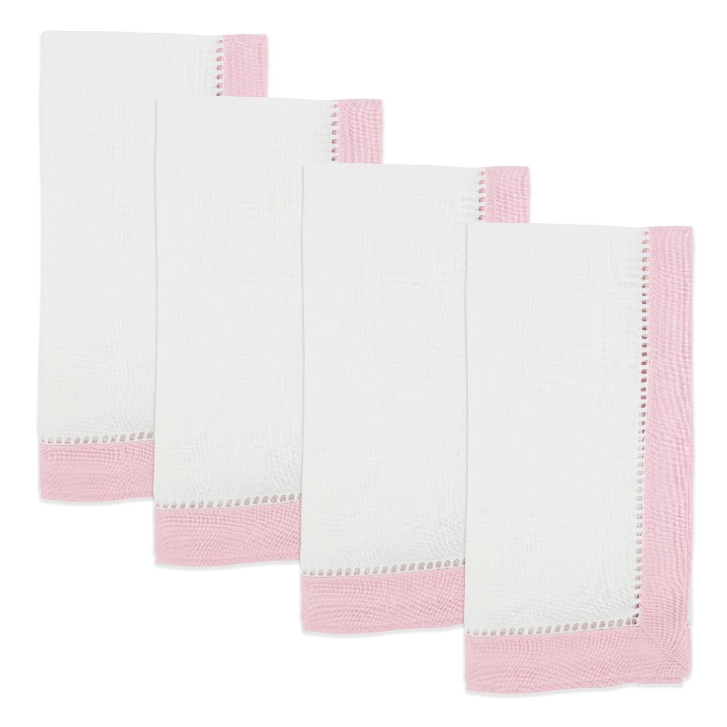 Pink Two-Tone Hemstitch Napkins 100% Polyester, 20 Inch Square (12 pcs.)