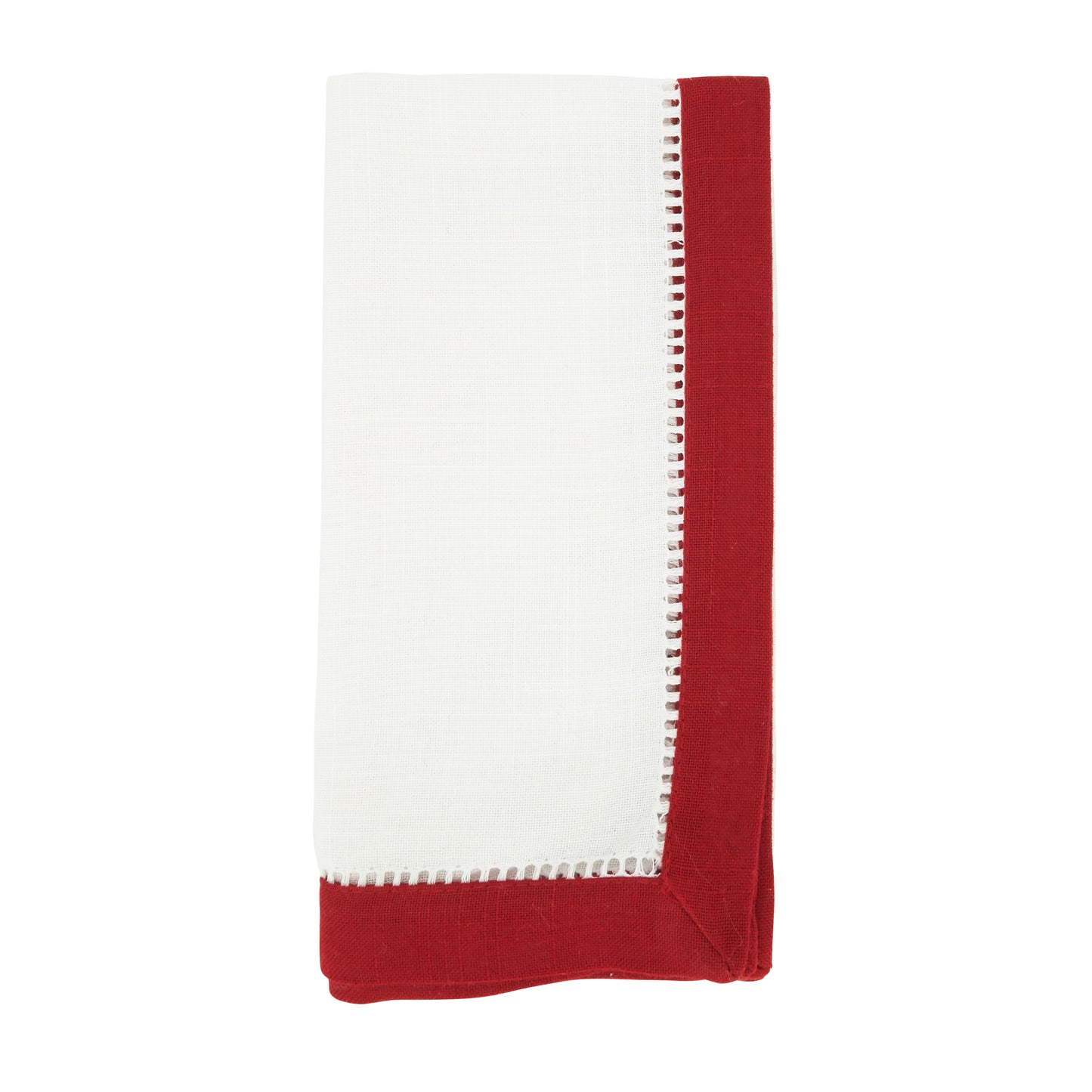 Red Two-Tone Hemstitch Napkins 100% Polyester, 20 Inch Square (12 pcs.)