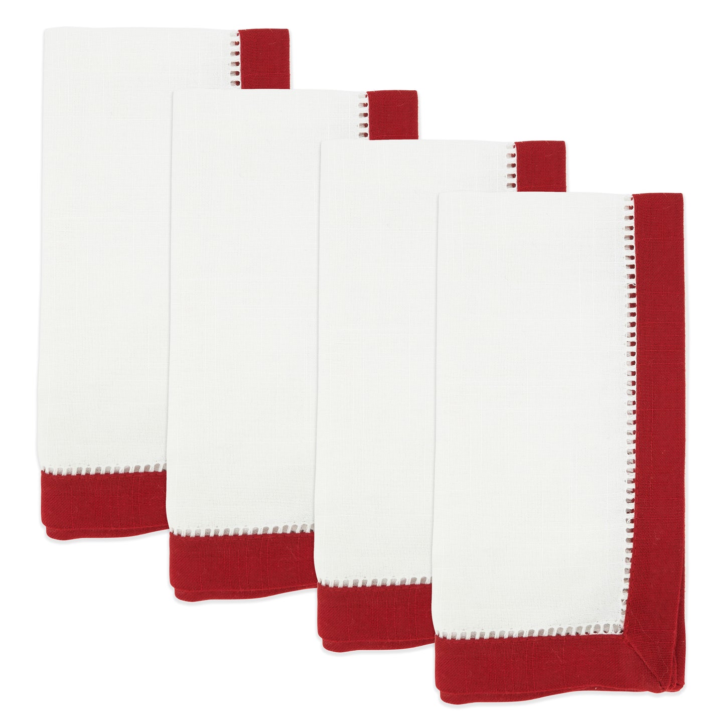 Red Two-Tone Hemstitch Napkins 100% Polyester, 20 Inch Square (12 pcs.)
