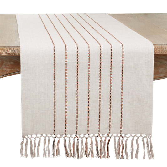 Everyday / All Season Grey Stripe Table Runner, 100% cotton