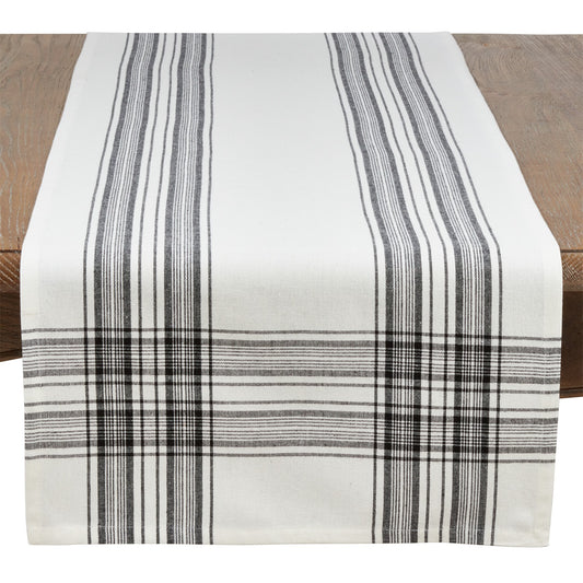 Everyday / All Season Black Plaid Table Runner, 100% cotton