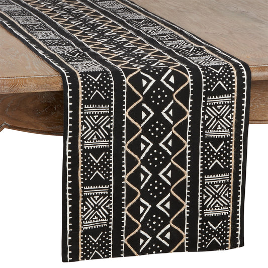 Everyday / All Season Black Mud cloth Table Runner, 100% cotton