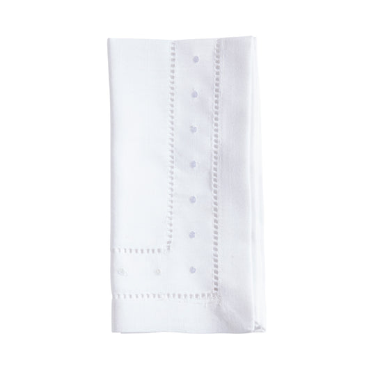 White Embr. and Hemstitch Dinner Napkins 100% Polyester, 22 Inch Square (12 pcs.)