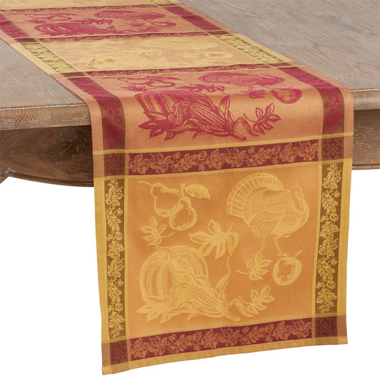 Thanksgiving / Fall Harvest Multi Jacquard Design Thanksgiving Table Runner, 53% polyester - 47% cotton