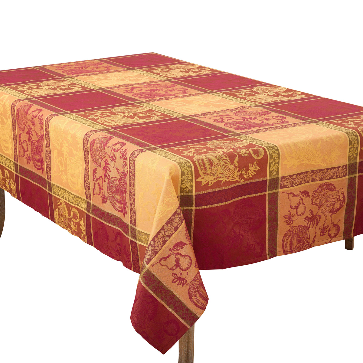 Multi  Jacquard Design Thanksgiving Tablecloth  53% polyester - 47% cotton