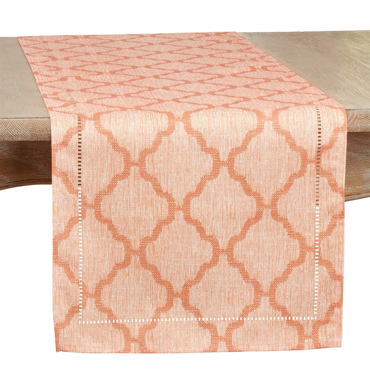 Everyday / All Season Orange Moroccan Laser-Cut Hemstitch Table Runner, 100% Polyester