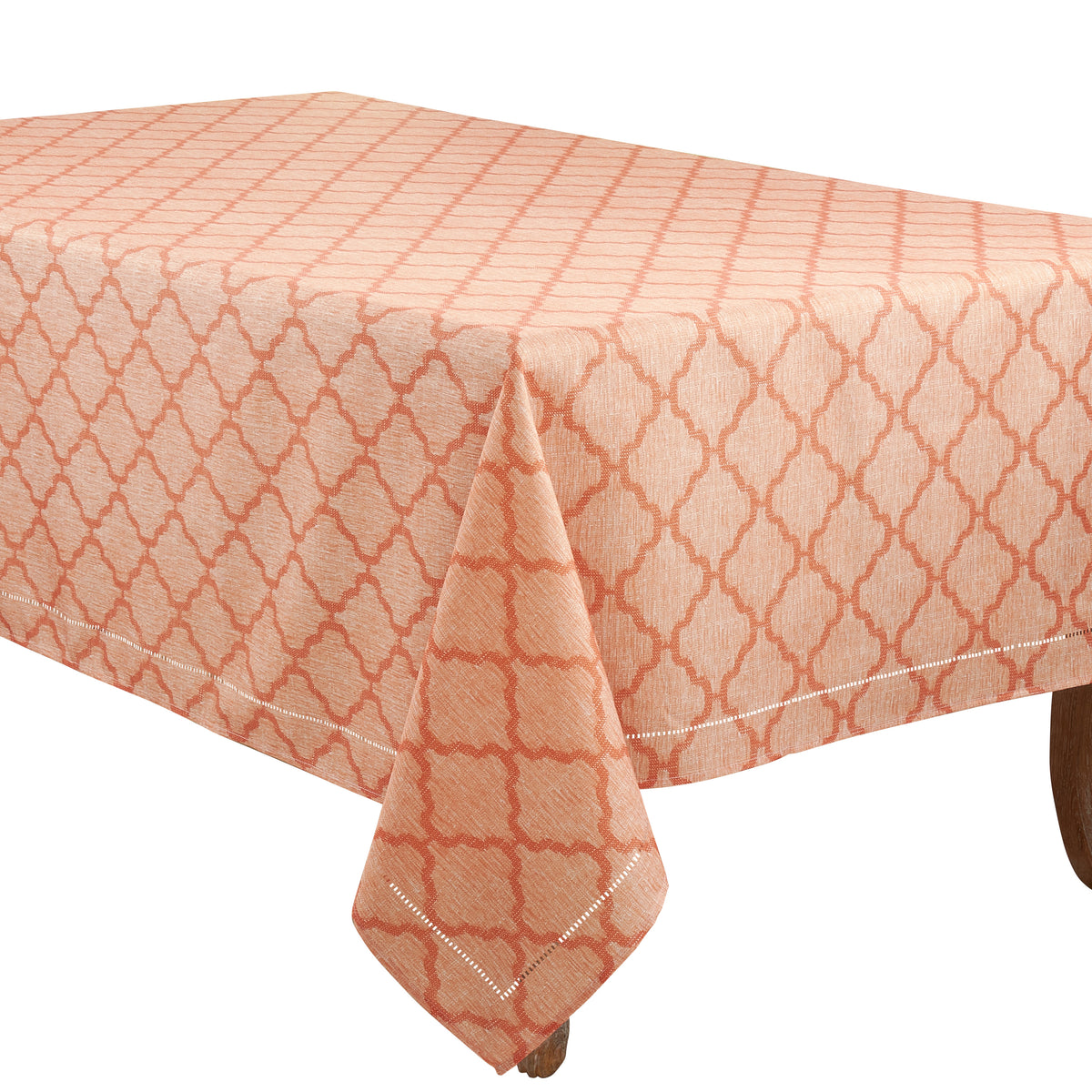 Orange  Moroccan Laser-Cut Hemstitch Tablecloth  100% polyester