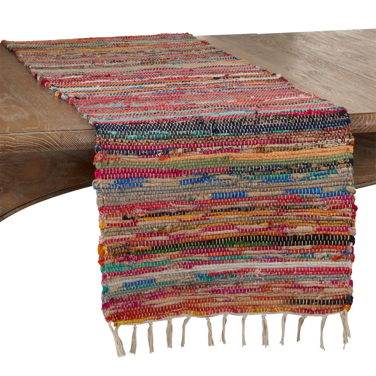 Everyday / All Season Multi Multi-Colored Chindi Table Runner, 50% polyester - 50% cotton