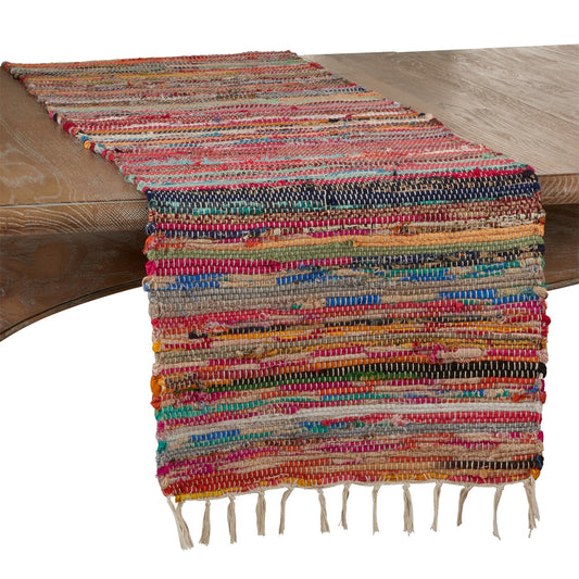 Everyday / All Season Multi Multi-Colored Chindi Table Runner, 50% polyester - 50% cotton