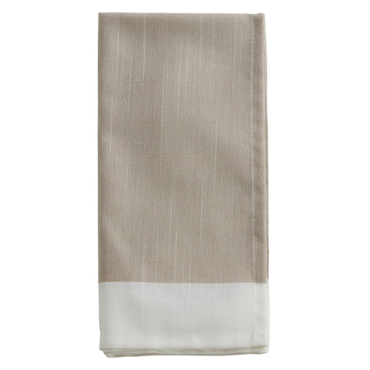 Natural Banded Border Napkins 100% polyester, 20 Inch Square (12 pcs.)