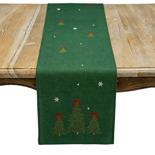 Christmas Green Christmas Trees Table Runner, 100% polyester