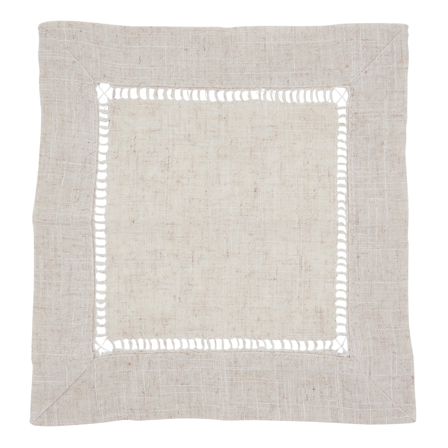 Natural Toscana Hemstitch Cocktail Napkins 80% polyester - 20% linen, 12 Inch Square (12 pcs.)