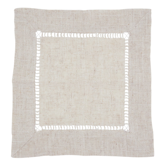 Natural Toscana Hemstitch Cocktail Napkins 80% polyester - 20% linen, 12 Inch Square (12 pcs.)