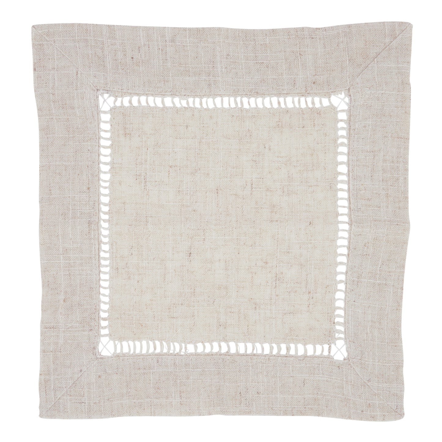 Natural Toscana Hemstitch Cocktail Napkins 80% polyester - 20% linen, 12 Inch Square (12 pcs.)