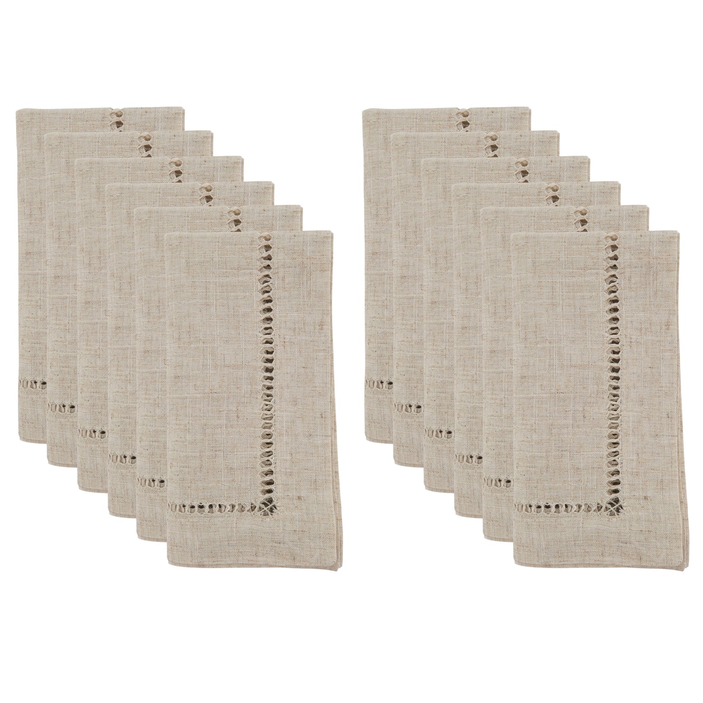 Natural Toscana Hemstitched Dinner Napkins 80% polyester - 20% linen, 20 Inch Square (12 pcs.)