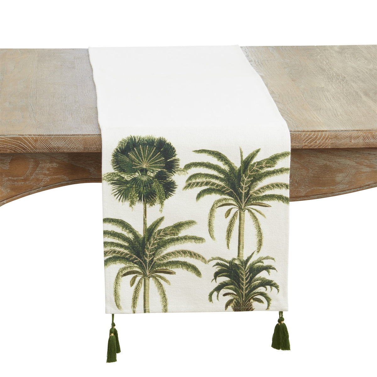 Everyday / All Season Green Palm Tree Table Runner, 100% cotton